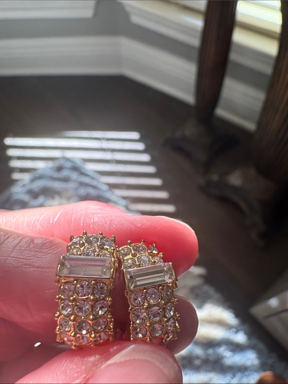 Gold Crystal Huggie Hoop Earrings - Women Jewelry